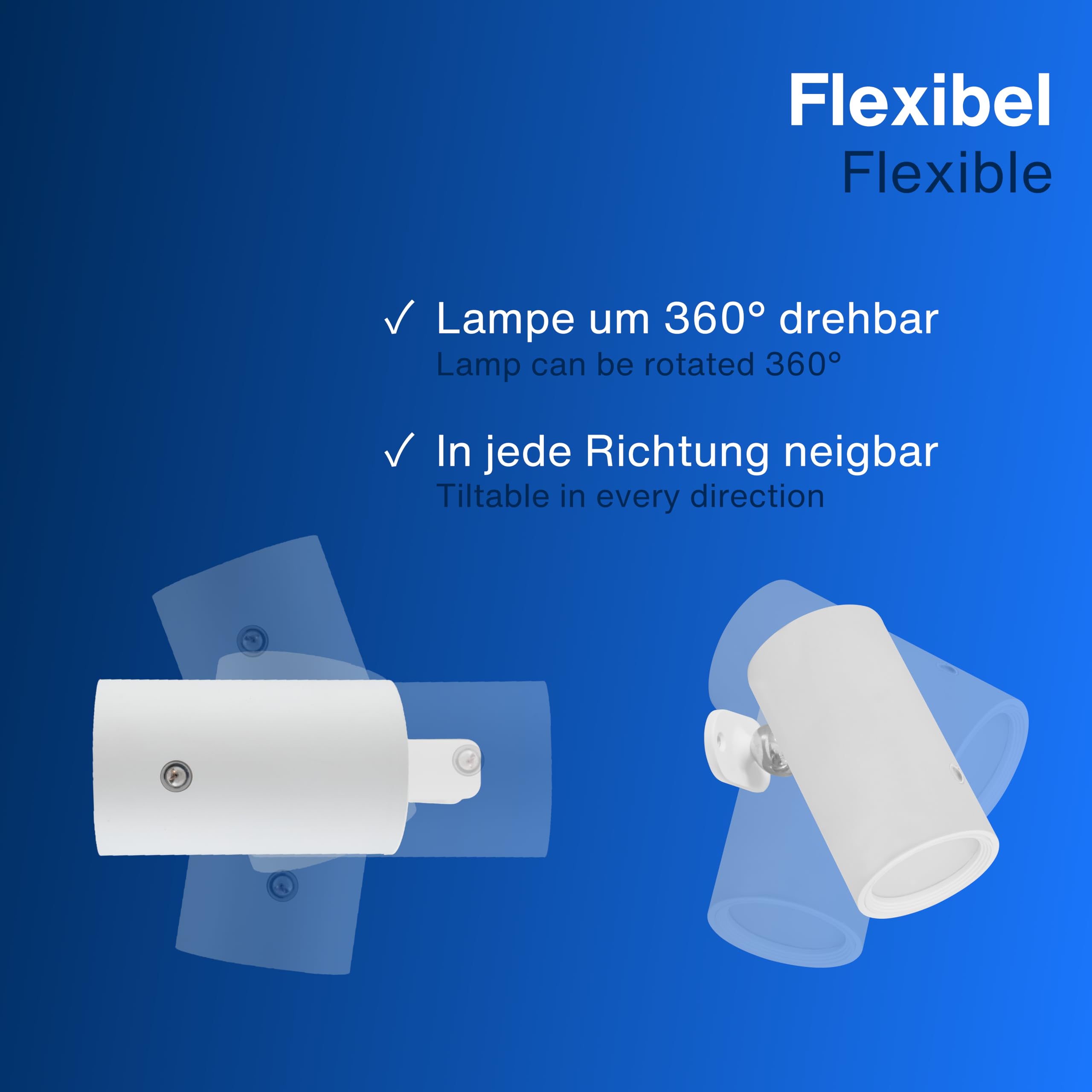 REV LED Wandleuchte innen - Wandlampe mit Akku, 120lm, dimmbar, 360° drehbar, kabellose Leselampe - ideal für Flur, Schlaf- & Wohnzimmer, weiß