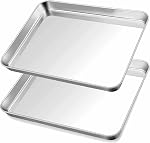 Herogo Assortiment de plaque de cuisson en acier inoxydable antiadhésif, 10×8×1 pouce Ensemble de plaque à biscuits rectangle pour four, 2 Emballage de cuisine polyvalente, non toxique & Lourds & Facile à nettoyer- moyenne
