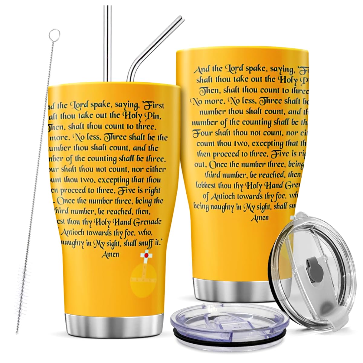Tumbler 30 Oz The with Lid and Straw Holy Insulated Hand Coffee Quote Steel Stainless