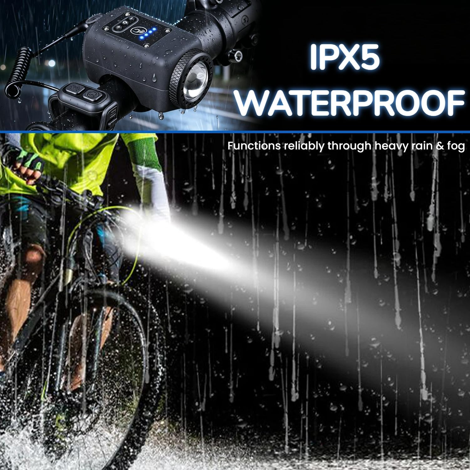 Electric Bike Horn, Bike Light 2 in 1, Large Range Floodlight, IPX5 Waterproof, 110 dB, USB Rechargeable, Bicycle Headlight with Bell for Kids Boys Adults Mountain Bike Scooter