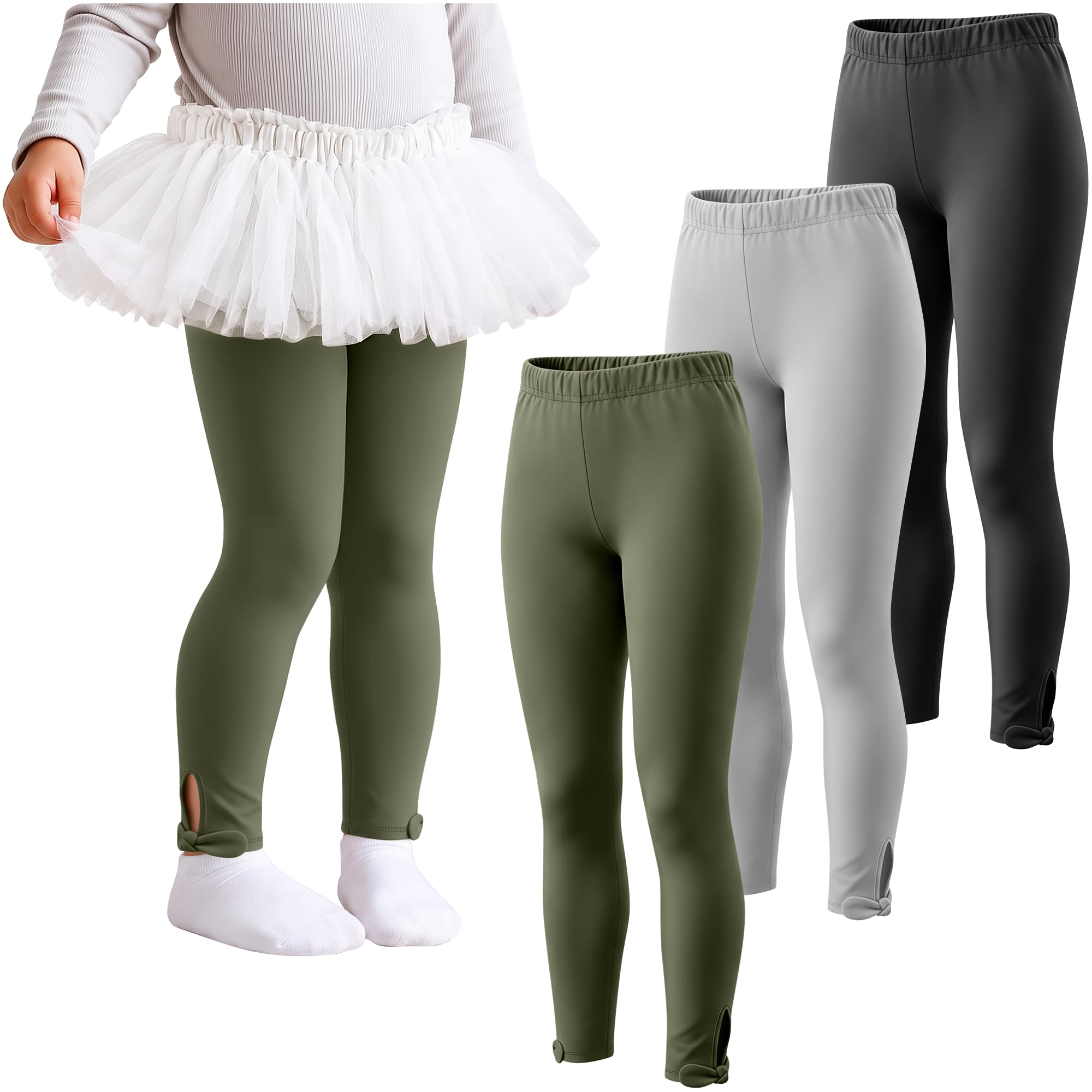 3 Pack Toddler Girls Cotton Leggings Bow Tight Pants