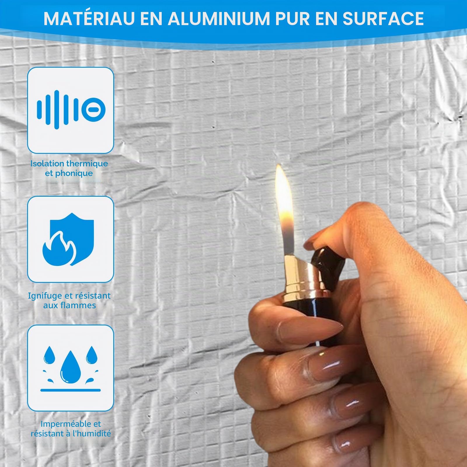 12 pièces de plaques Alubutyl de 400 * 250 * 5 mm, natte d’isolation, résistante au feu et à l’eau, anti-vibration, autocollante pour la protection acoustique et l’isolation thermique dans les