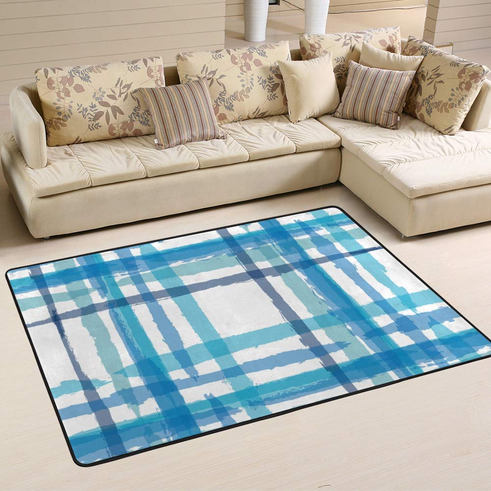 Tapis aquarelle bleu graffiti Ruchen grand format durable 72x48