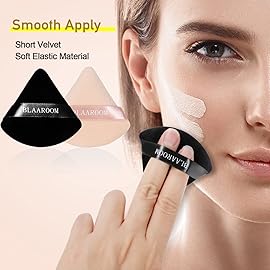 BLAAROOM 6 Pieces Powder Puff Face Makeup Velour Soft Triangle Powder Puffs - for Loose Powder Mineral Powder Body Powder Wet Dry Cosmetic Foundation Sponge Makeup Tool - Black & Nude