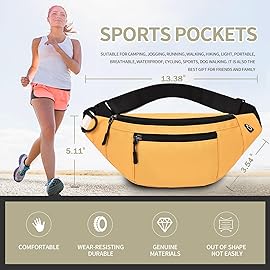 DAITET Large Crossbody Fanny Pack for Men&Women,Waist Bag & Hip Bum Bag for Outdoors Workout Traveling Casual Running Hiking Cycling,Easy Carry Any Phone(Loop Yellow)