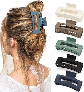 Aitakl 5 PCS Hair Claw Clips, Nonslip Hair Claw Clips Rectangle Claw Clips 3.5 in, Acrylic Banana Claw Clips Matte Hair Clips Hair Clamps Hair Styling Accessories for Women Girls Thin to Thick Hair