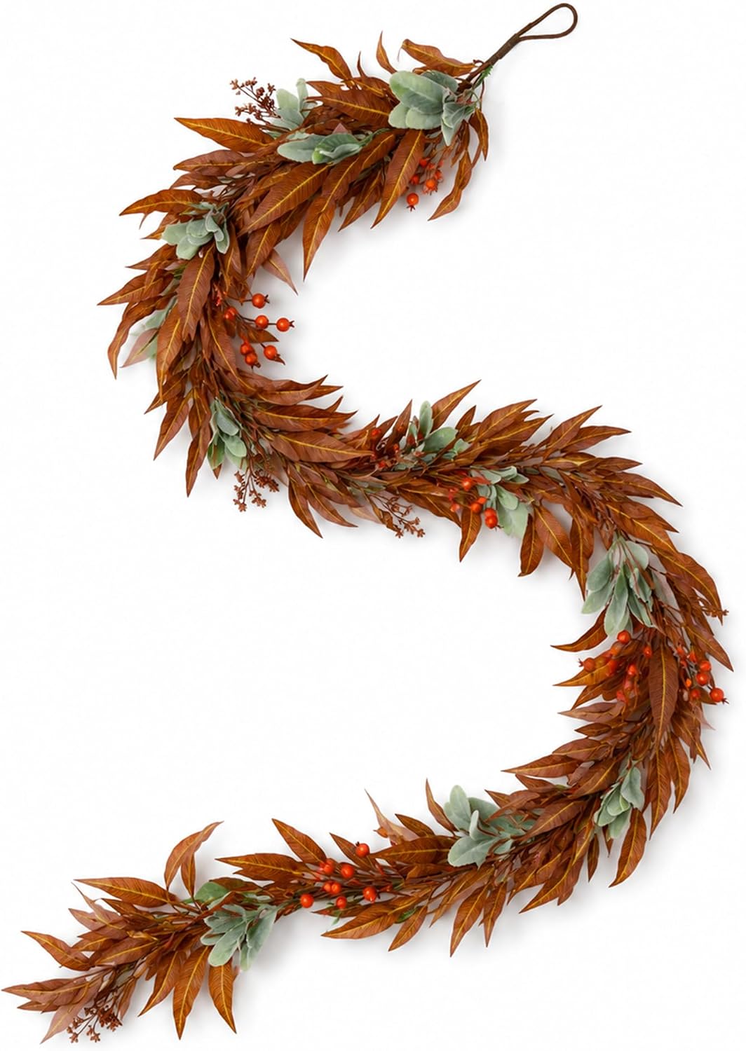 Artificial Fall Garland 6Ft, Olive & Willow Leaf Decor