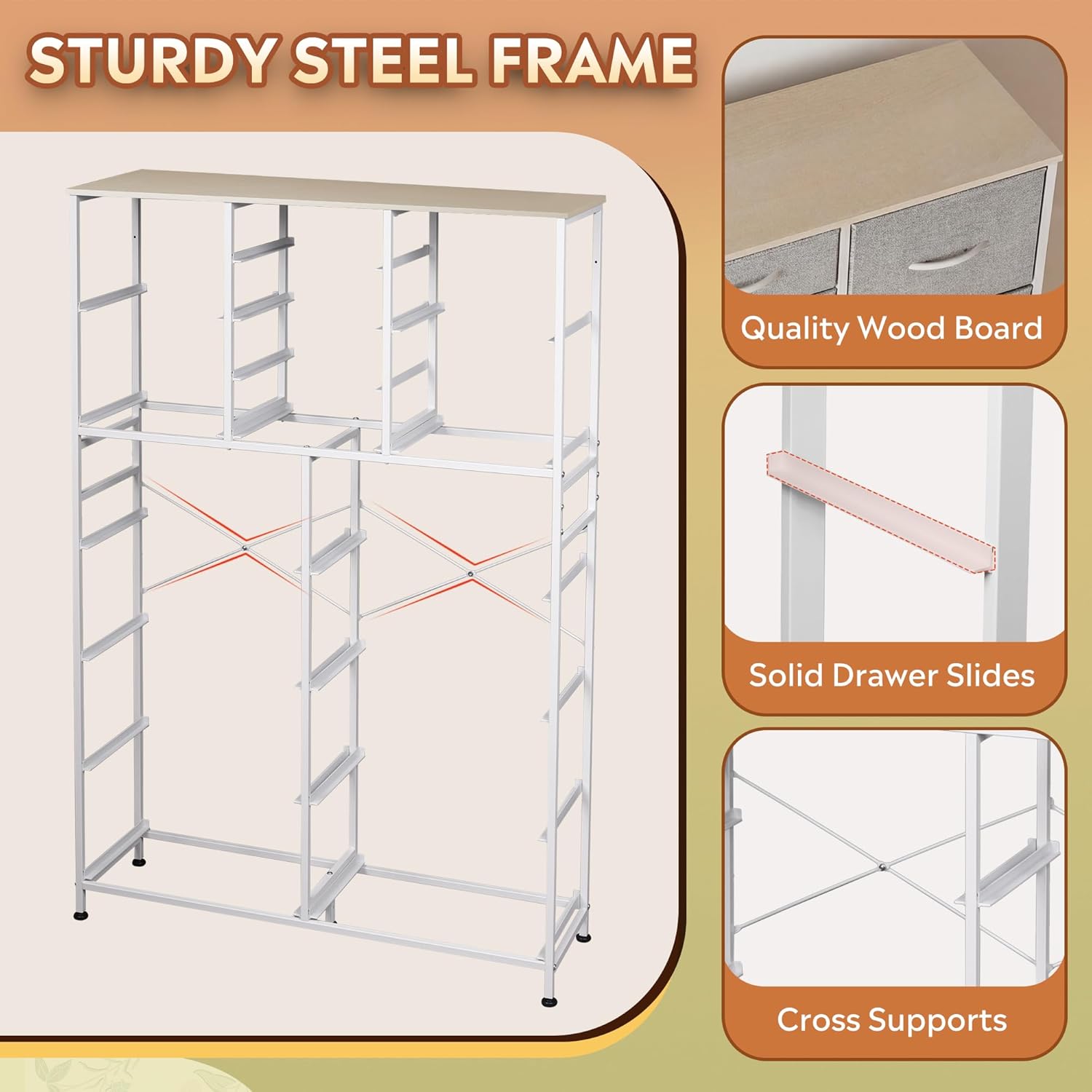 Discover Entryway Table with Ample Storage, Large Organizer Unit with Wood Top, Steel Frame for Living Room, Hallway, Office, Light Grey Elegance for Home Organizers & Decor Enthusiasts