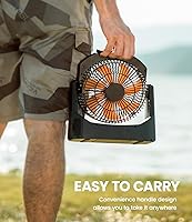 Vista 6 de Ventilador de campamento con linterna LED, ventilador de escritorio con pilas D de 8 pulgadas con temporizador, control de velocidad continuo