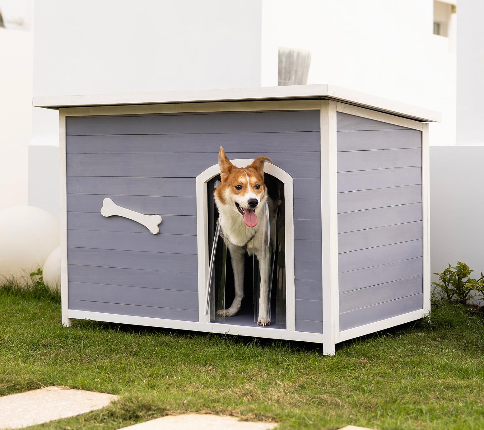 Large Solid Wooden Dog House,Suitable for Both Indoor and Outdoor, Suitable for Large Dogs and Animals of The Following Size, Easy to Clean,Can DIY,45.75" W x 31.25" D x 32.5" H