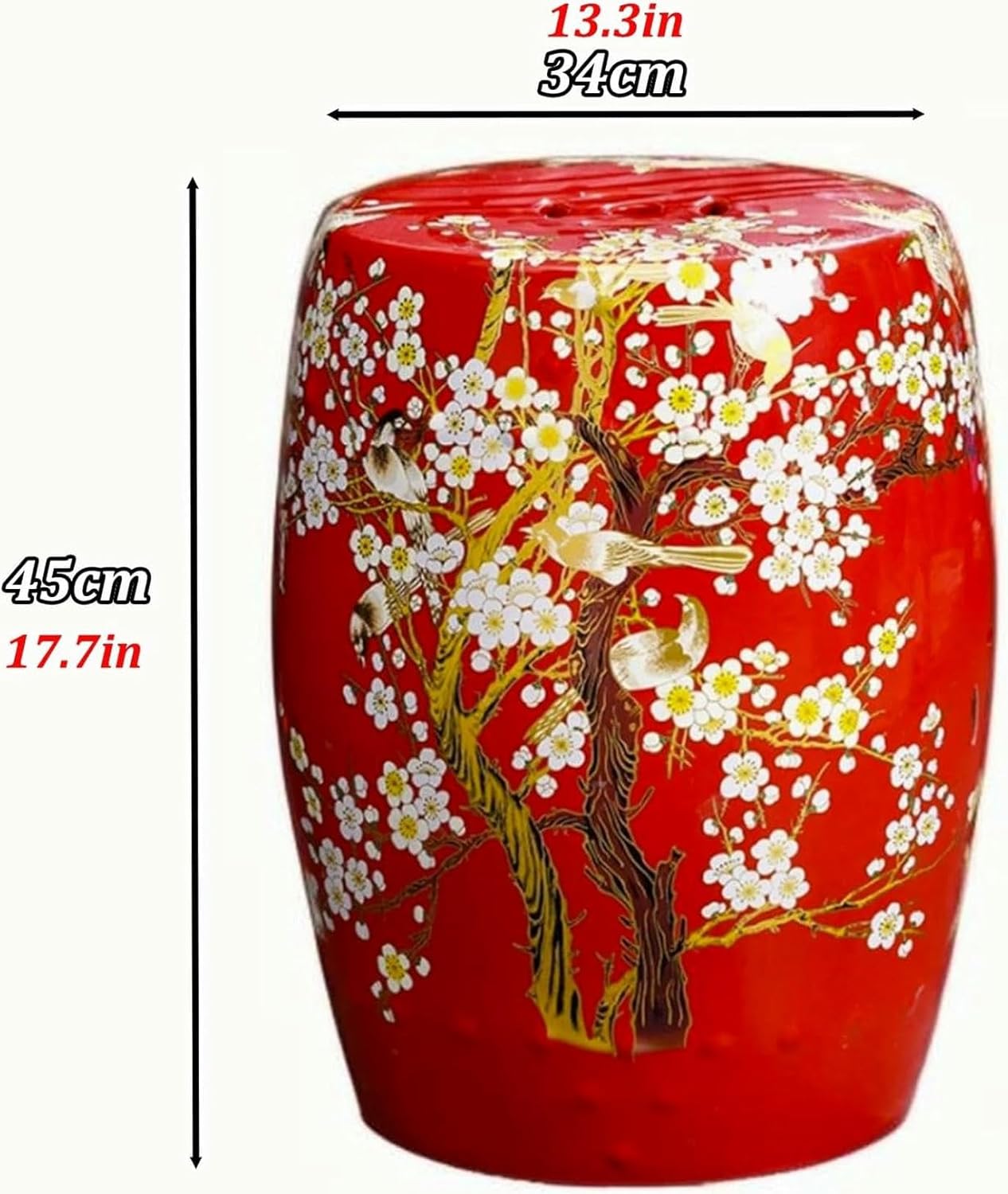 Decorative Ceramic Garden Stool, Ceramic Drum Garden Stool, Drum Indoor Outdoor Garden Stool, for Terrace, Patio, Cottage