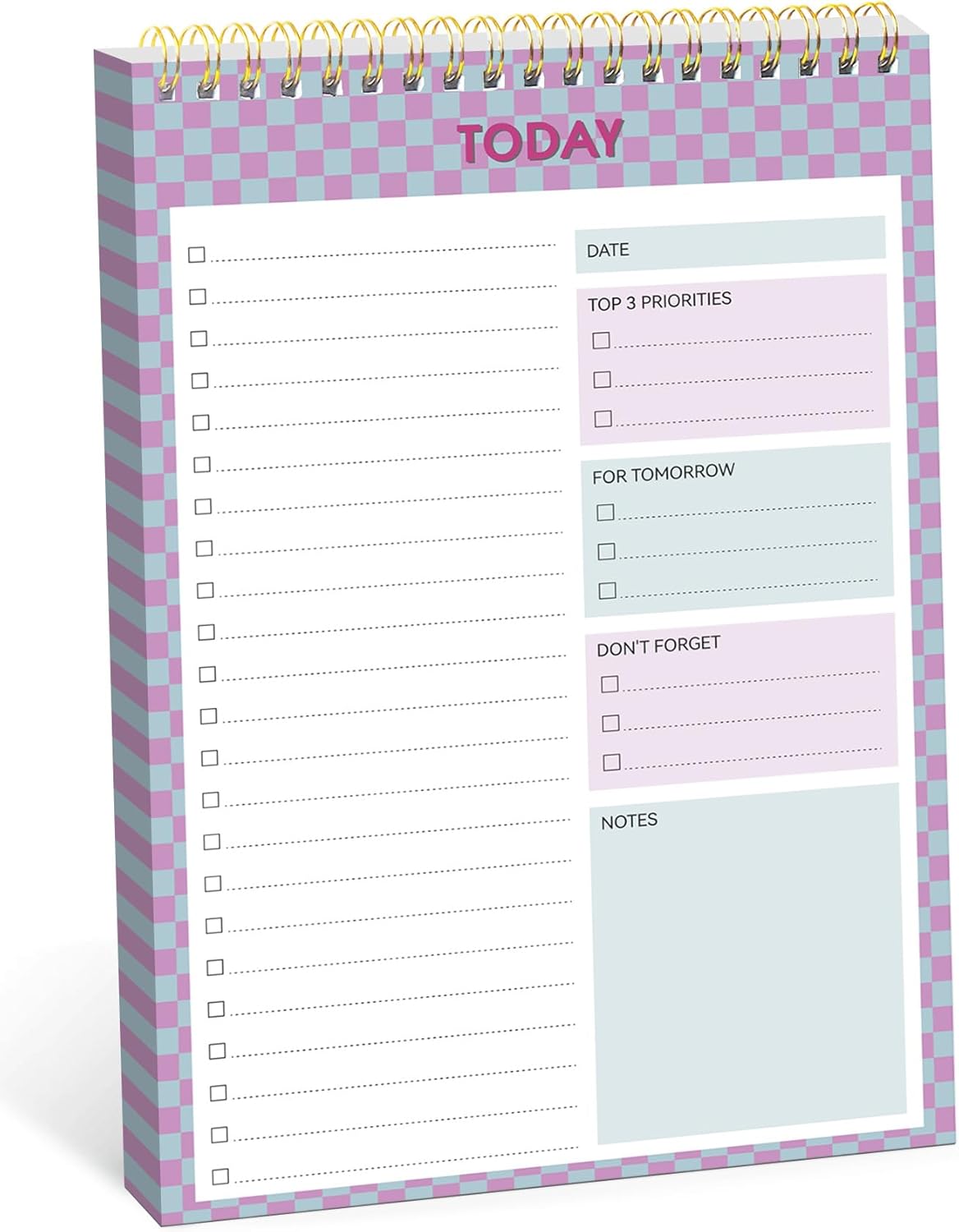 To Do List NotePad, Aesthetic To Do List Notebook for Work With 52 Sheet For Daily Tasks and Goal Setting, Undated Daily Planner Perfect for Office, Home and School Supplies - Lavender Checkered