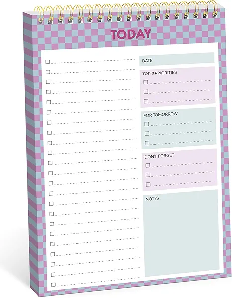 To Do List NotePad, Aesthetic To Do List Notebook for Work With 52 Sheet For Daily Tasks and Goal Setting, Undated Daily Planner Perfect for Office, Home and School Supplies - Lavender Checkered