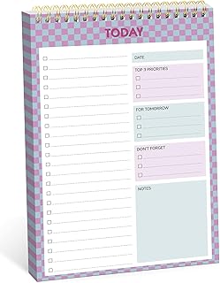 To Do List NotePad, Aesthetic To Do List Notebook for Work With 52 Sheet For Daily Tasks and Goal Setting, Undated Daily Planner Perfect for Office, Home and School Supplies - Lavender Checkered
