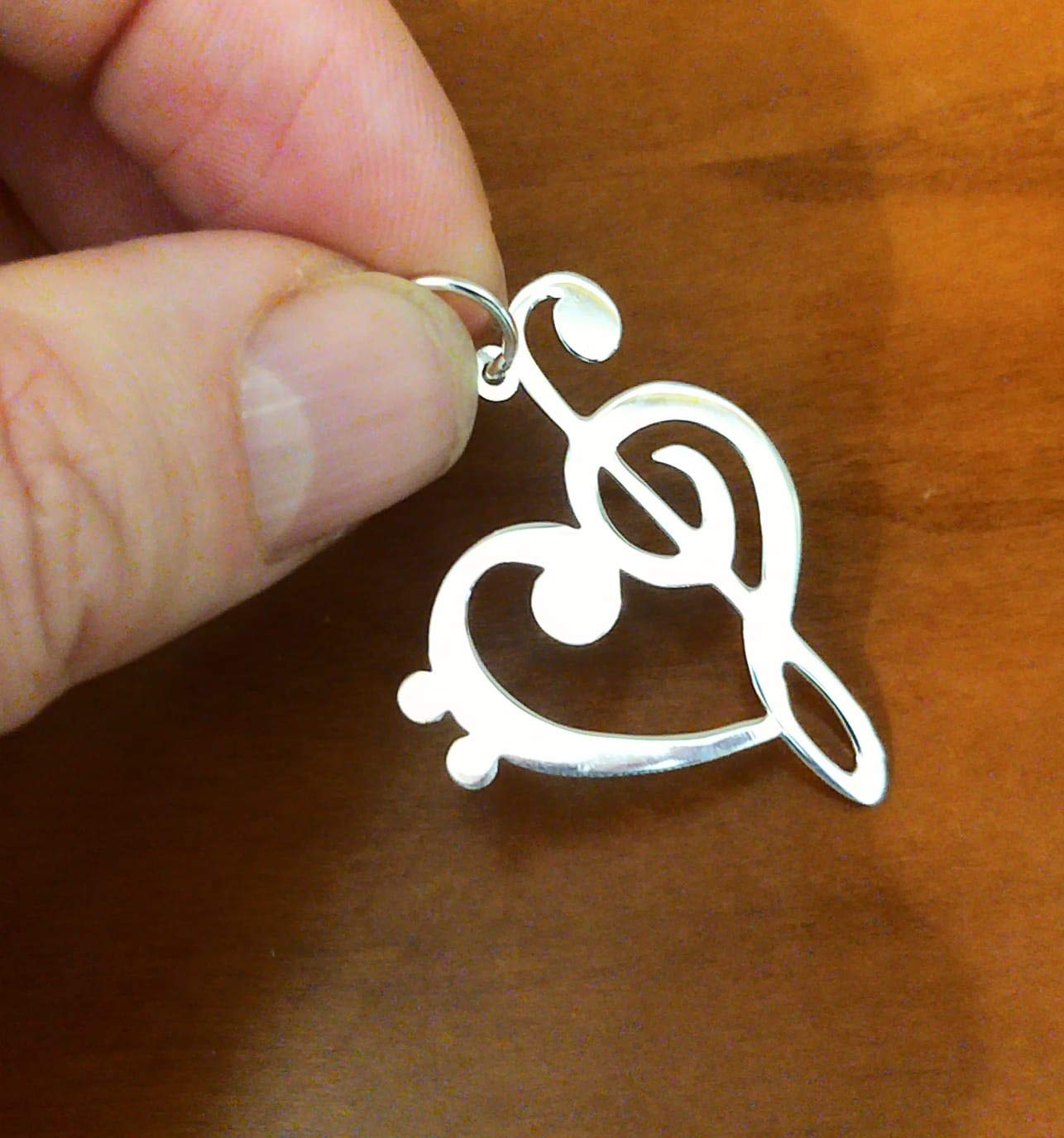 Ciondolo a cuore con chiavi da sole e in argento sterling 925, Argento, Nessuna pietra preziosa