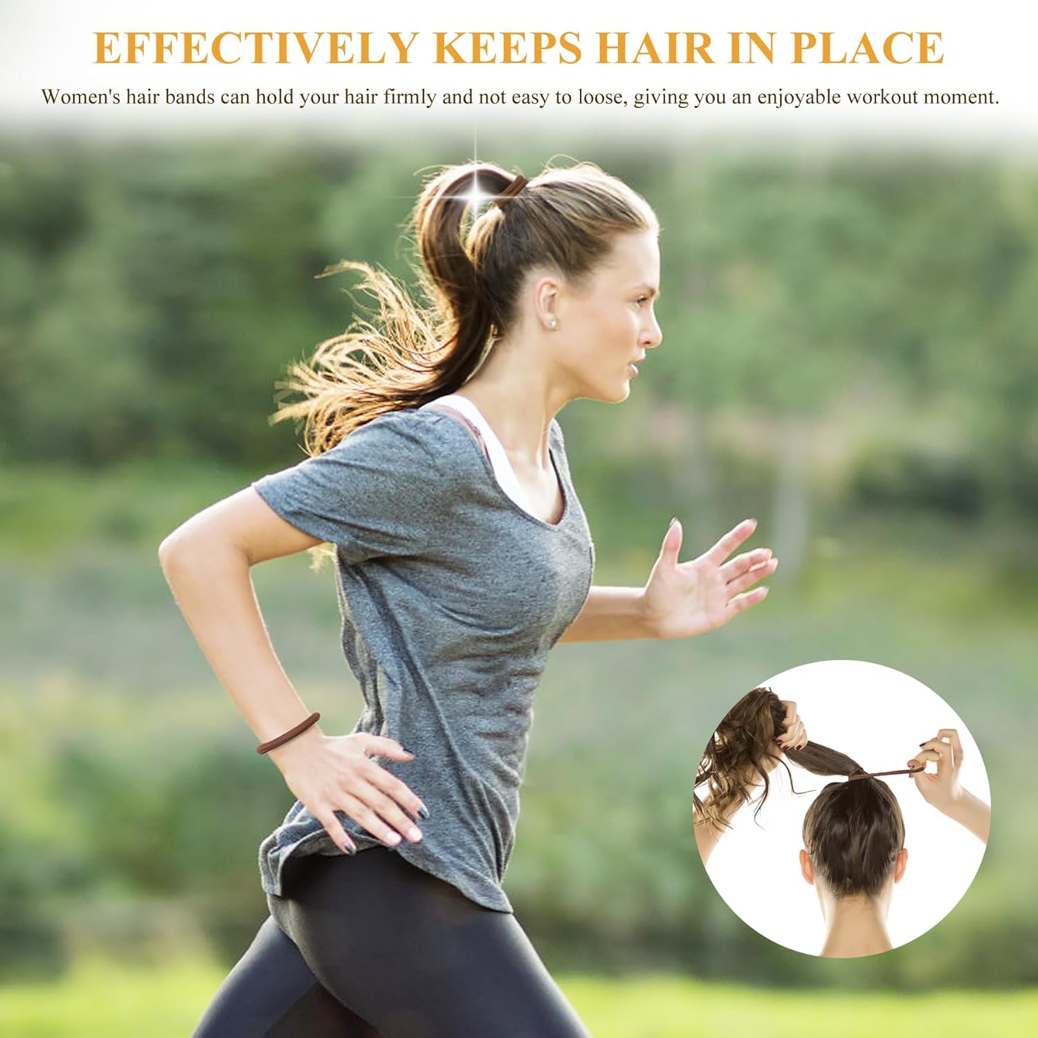 Noblenestle 200 Pcs Hair Ties for Thick Hair No Damage, Elastic Ponytail Holders, Hair Elastics Hair Bands Rubber Bands for Women Hair (Color A)