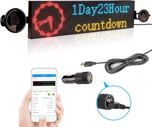 Miniatura 10 de Leadleds Letrero LED programable de 14 x 4 pulgadas, brillante P5 RGB LED para automóvil, conexión Wifi, tablero de visualización de mensajes de