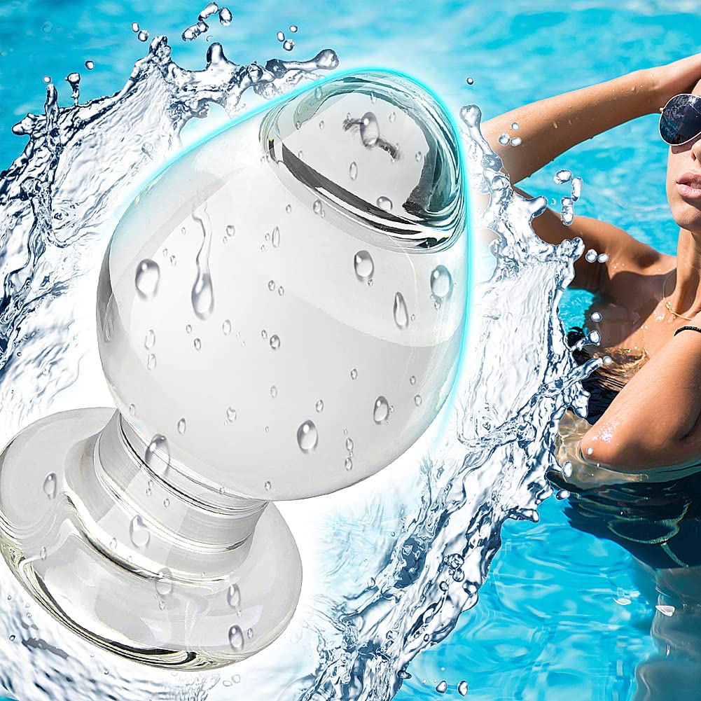 FST Large Anal Plug Crystal Mushroom Shape Butt Plug Glass Massage Bum Plug Sex Toys for Women Men Masturbation Transparent: L(6*10.5cm)