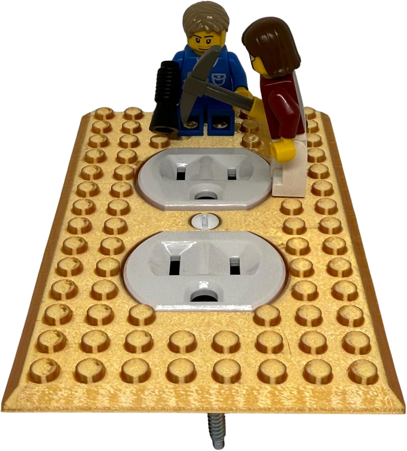 Brick Wall Plate, Electrical Outlet Cover for Kids Bedroom, Game Room, 1-Gang (Gold)