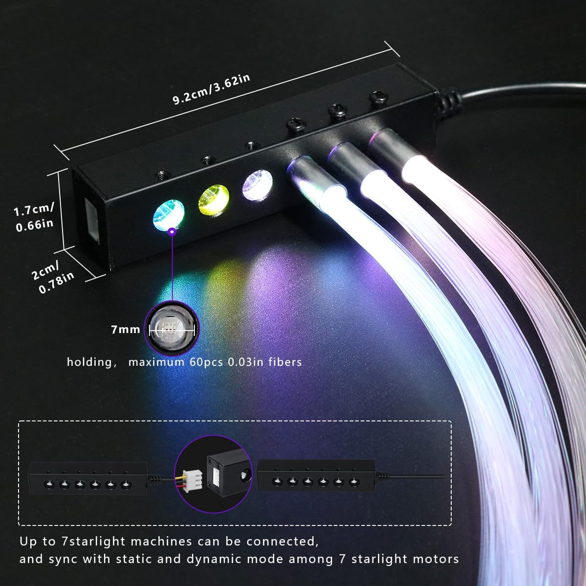 2PCS 6LEDs Colorful RGBW Starlight Headliner Kit, 720pcs0.03in9.8ft - Image 3