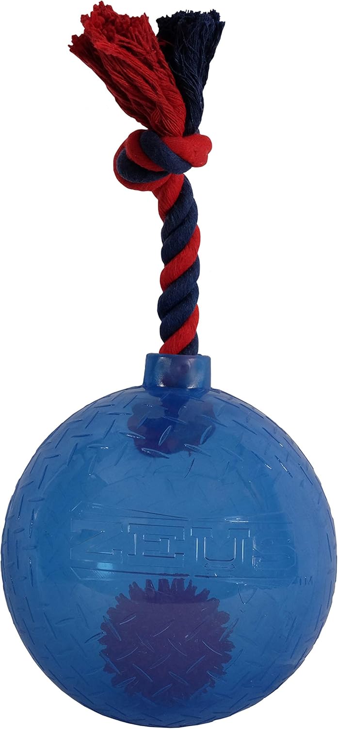 ZEUS Spark Tug Ball with Flashing LED, Large Dog Toy, Blue, 6.7 in, 98086, Orange