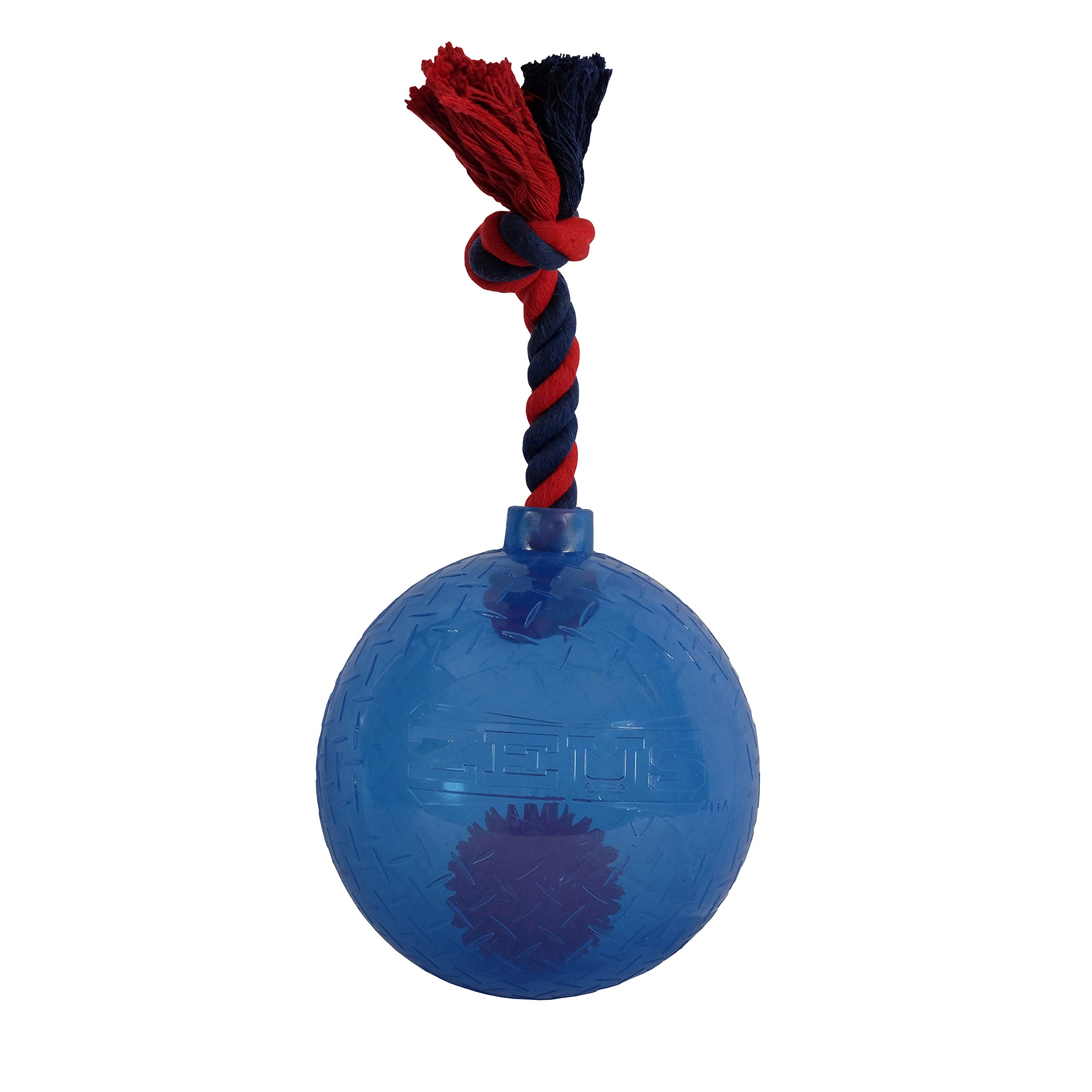 ZEUS Spark Tug Ball with Flashing LED Large Dog Toy Blue 6 7 in 98086 Orange