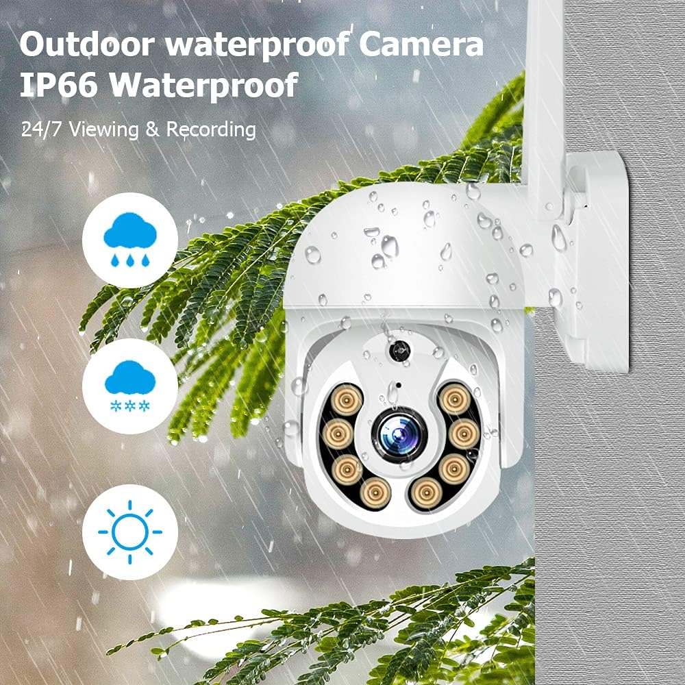 GT HITGX Security Cameras Outdoor, 1080P Wireless Security Camera Pan-Tilt 360° View, Home Security Camera with Motion Detection, Auto Tracking Color Night Vision, IP66 Waterproof, 2-Way Audio