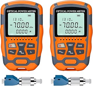 2-Pack Fiber Optic Tester Portable Fiber Light Power Meter -70~10dBm, SC/FC/ST Universal Interface Built-in 10Km Fault Detector with FC to LC Adapter