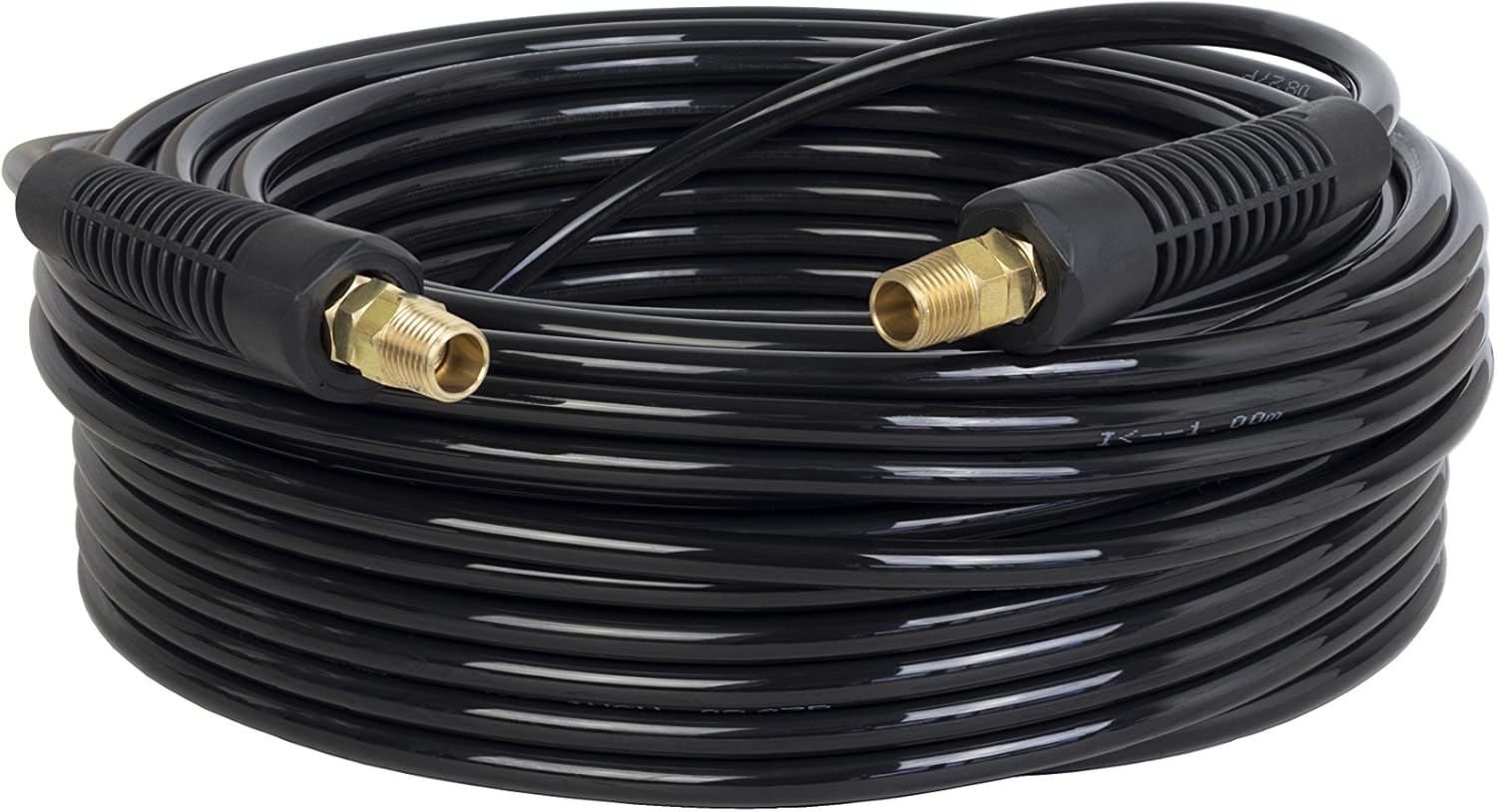 PneumaticPlus Polyurethane Air Tubing 5/16" OD X 100 FT with 1/4" NPT Male Swivel Fitting Connections (Black)