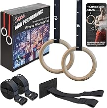 Alpidex Wooden Gymnastics Rings, Gym Rings with Door Anchor and Fastening Straps with Length Marking