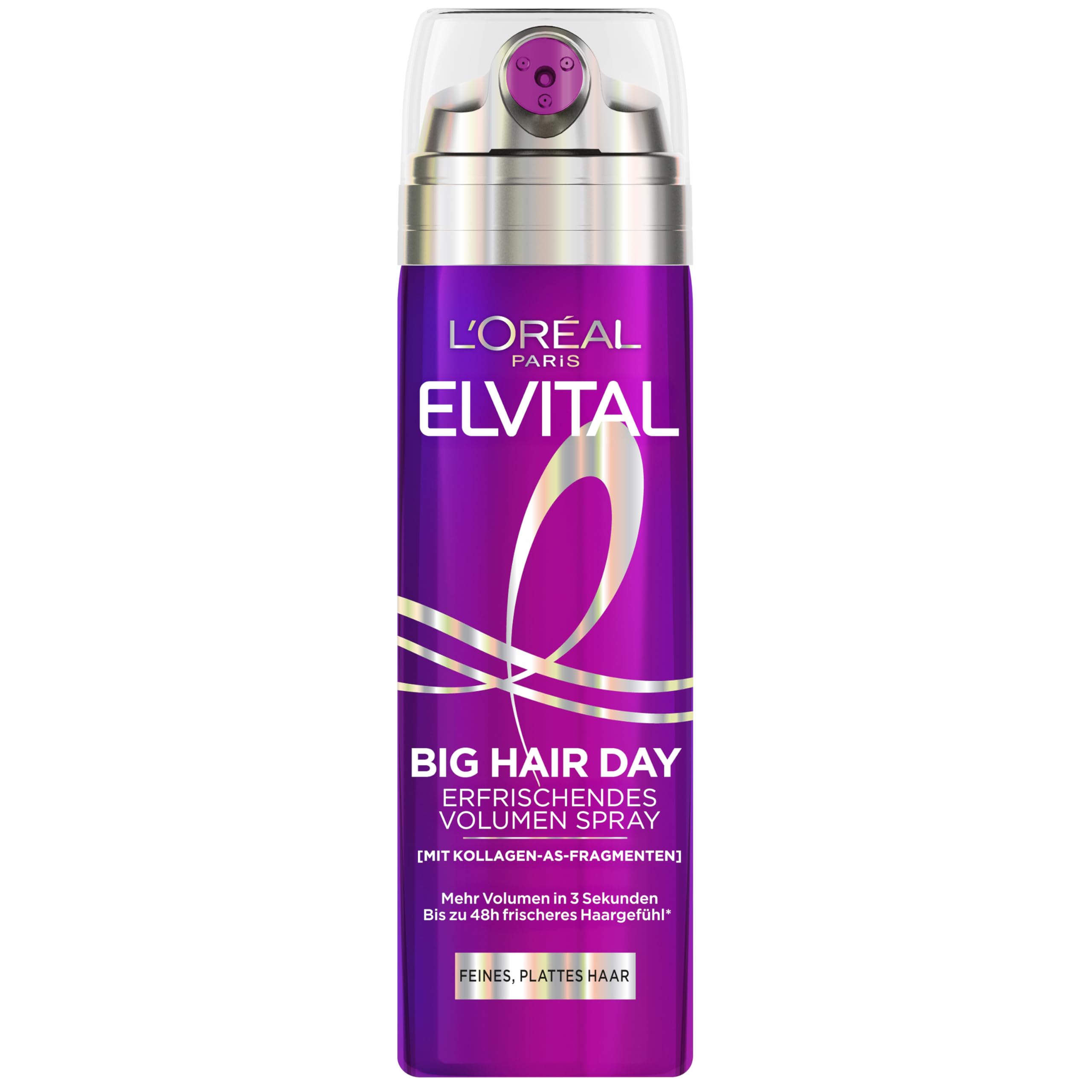 L'Oréal Paris Elvital Collagen Lifter Big Hair Day spray objętościowy, odświeżający efekt podnoszący w 3 sekundy, z fragmentami kolagenu AS, do włosów cienkich i płaskich, 200 ml