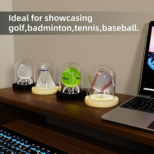 Miniatura 5 de DuvinDD Cúpula de cristal con base de luz LED para encimera, tarro de exhibición de cristal transparente, 4.33 pulgadas de profundidad x 4.7