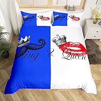 Vista 9 de Erosebridal Juego de funda de edredón para parejas, color rojo y negro, tamaño Queen, Queen of Everything King of What Left Funda de edredón