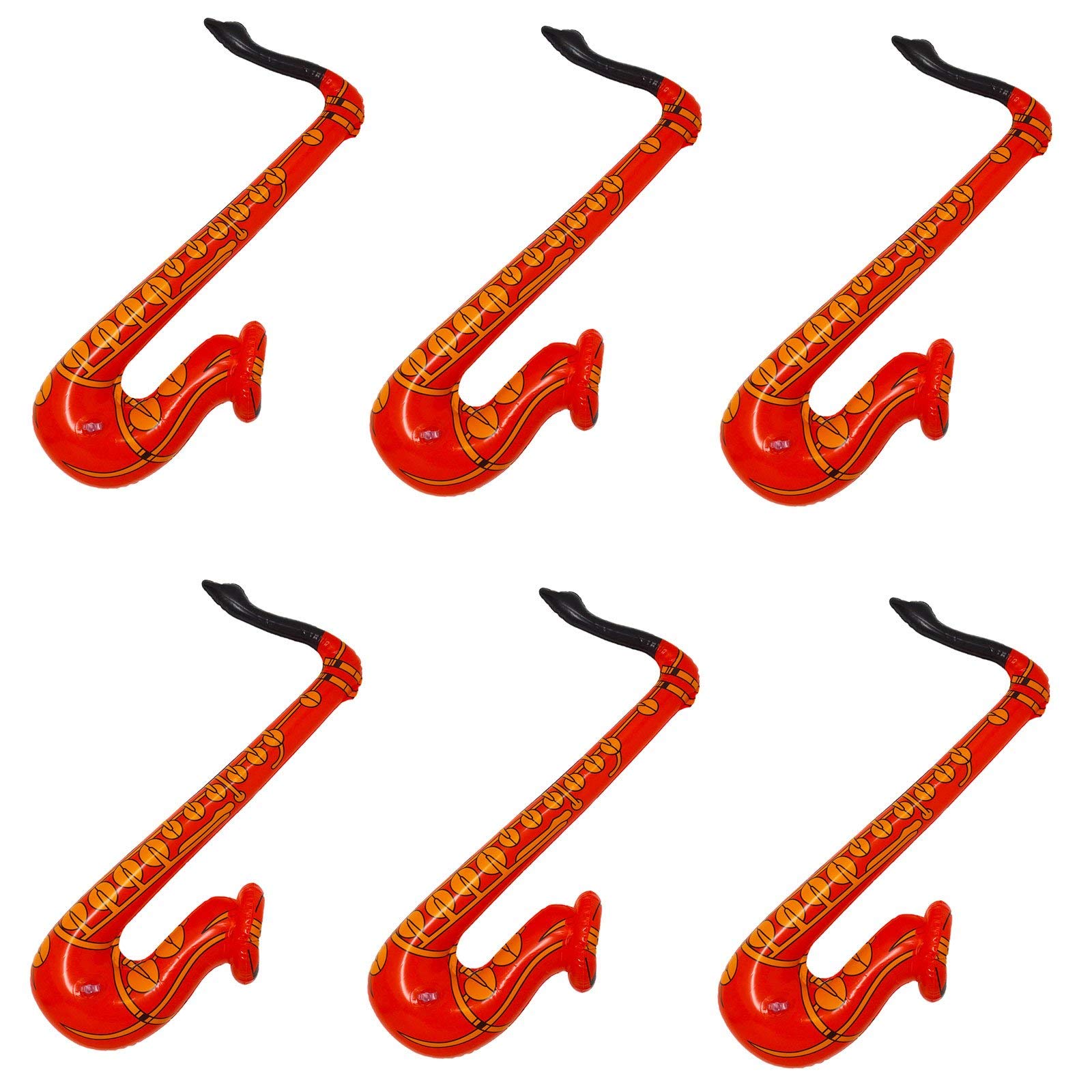 WS Accessories Inflatable Saxophone 60cm [Orange, Pack of 6]