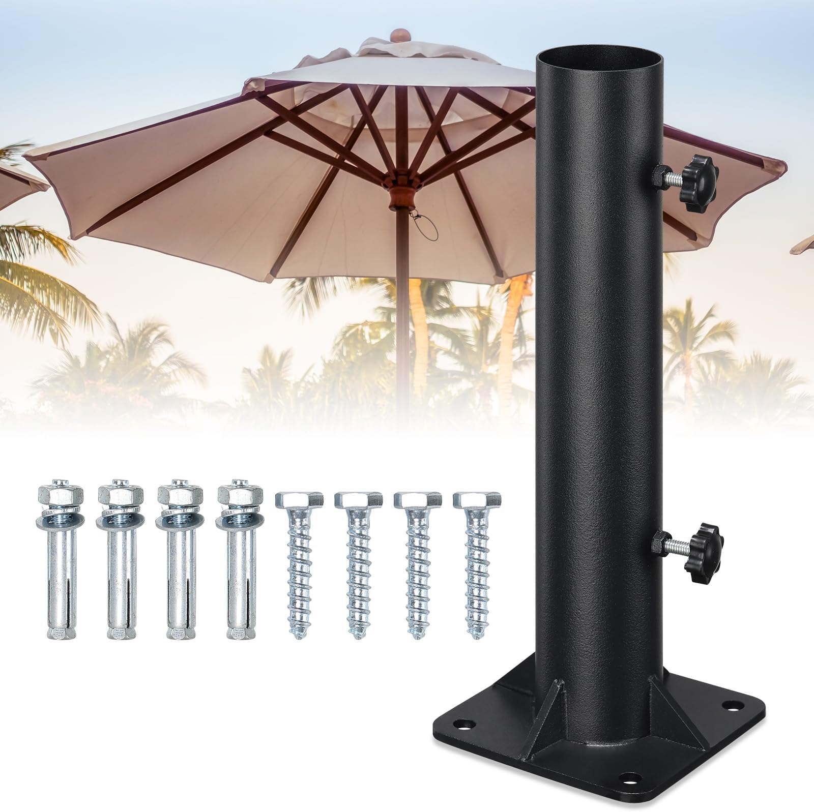 Umbrella Stand Tube Outdoor - Stainless Steel 0.68-1.81” Umbrella Tube Base,Heavy Duty Flag Pole Stake Holder,Table Umbrella Tube Bracket,DIY Umbrella Tube Mount for Deck,Patio,Concrete - 1 Pack