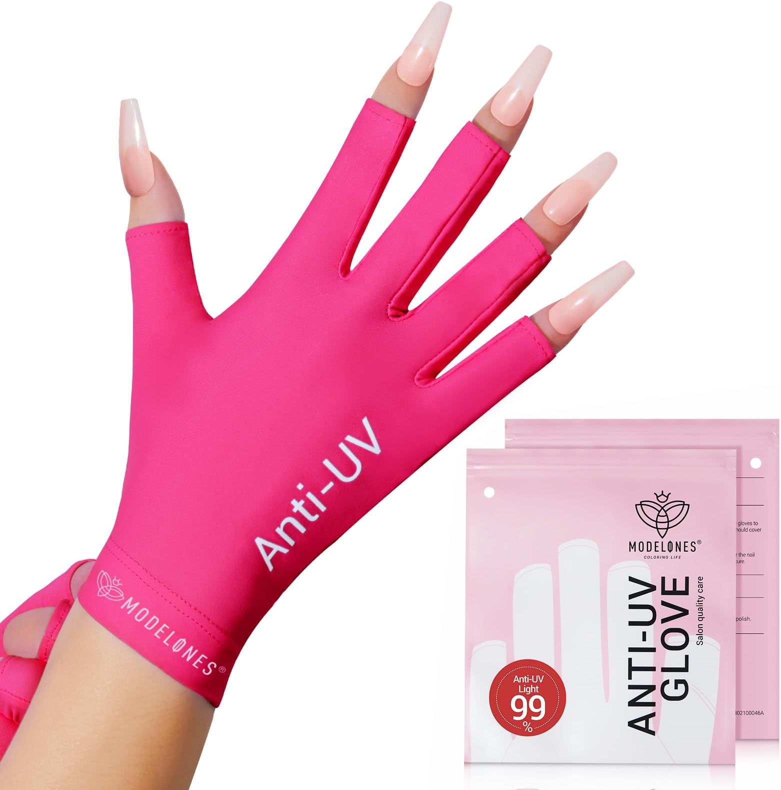 UV Gloves for Nails, Professional UPF99+ UV Protection Gloves for Gel Manicures, Fingerless UV Light Gloves for Gel