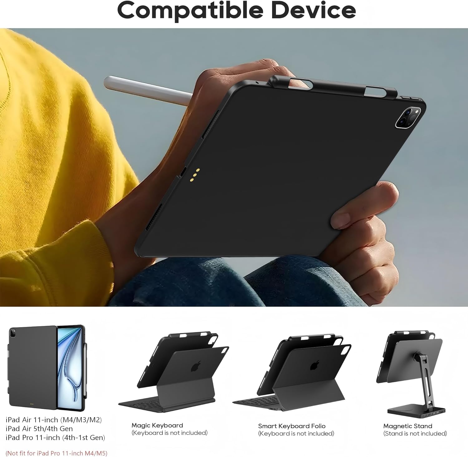 edaiser Magnetic Case Compatible with Apple Magic Keyboard & Magnetic Stand & Protective Cover with Pencil Holder for iPad Air 11-inch M4 M3 M2 & iPad Air 5th/4th Gen & iPad Pro 11 inch (2022-2018)
