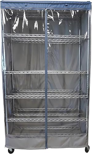 FORMOSA COVERS  Estantería de almacenamiento para estantes de alambre de metal en garaje, hogar, cocina u oficina, panel de visión de PVC gris y