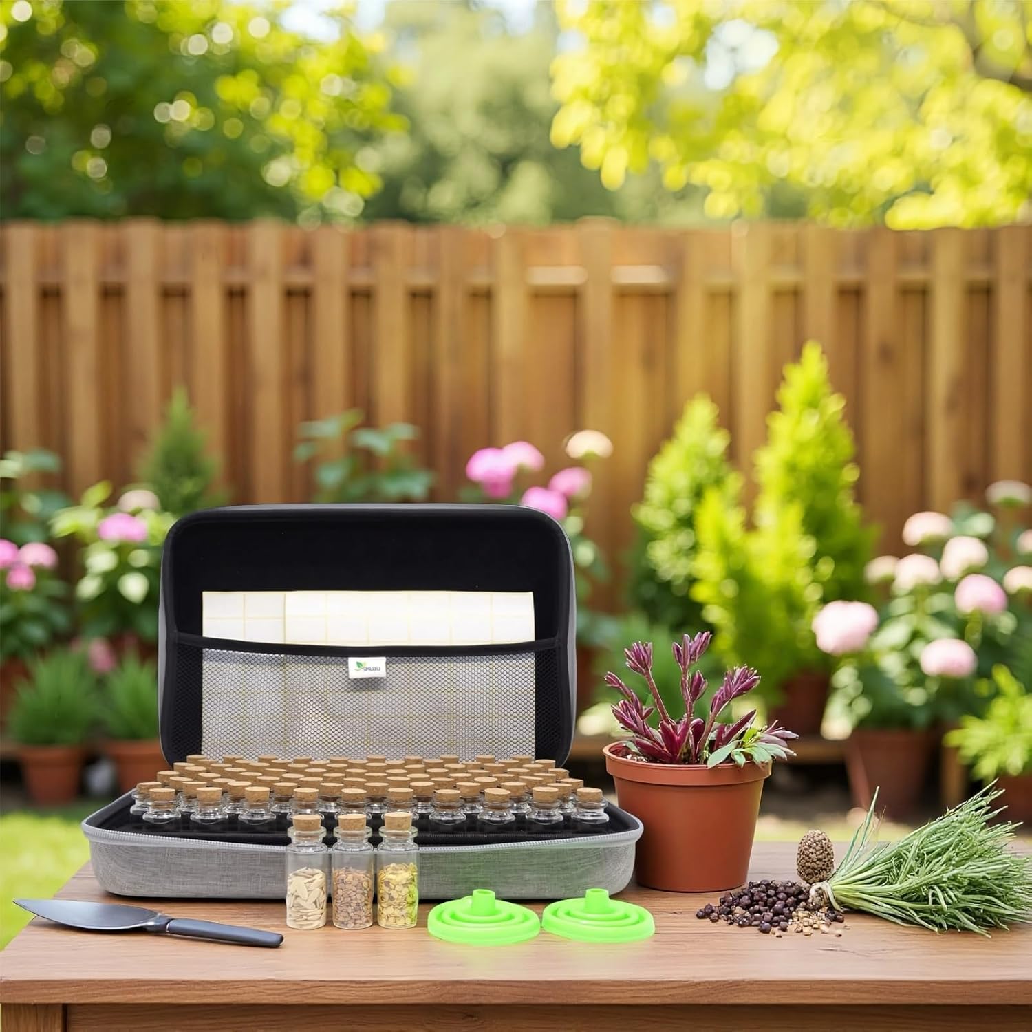 80 Slots Seed Storage Organizer with 40 Seed Envelopes, Sturdy Organizer Storage Box with Label Stickers, Glass Container for Flower Vegetable Garden Seed Saving (Seeds not Included)