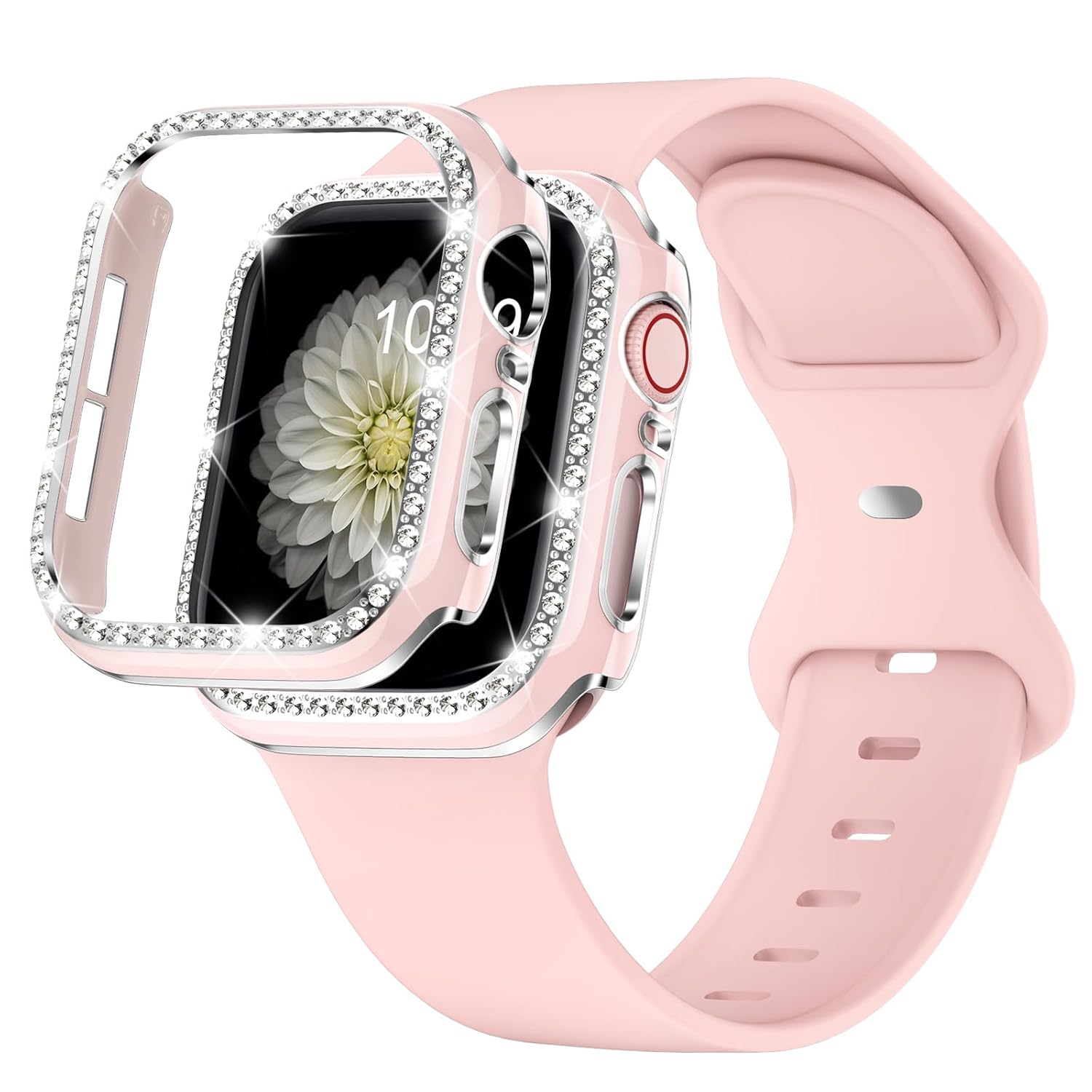 XYF Compatible for Pink Apple Watch Bands 44mm 45mm 46mm 42mm 45mm 40mm 38mm 49mm Women with Bumper