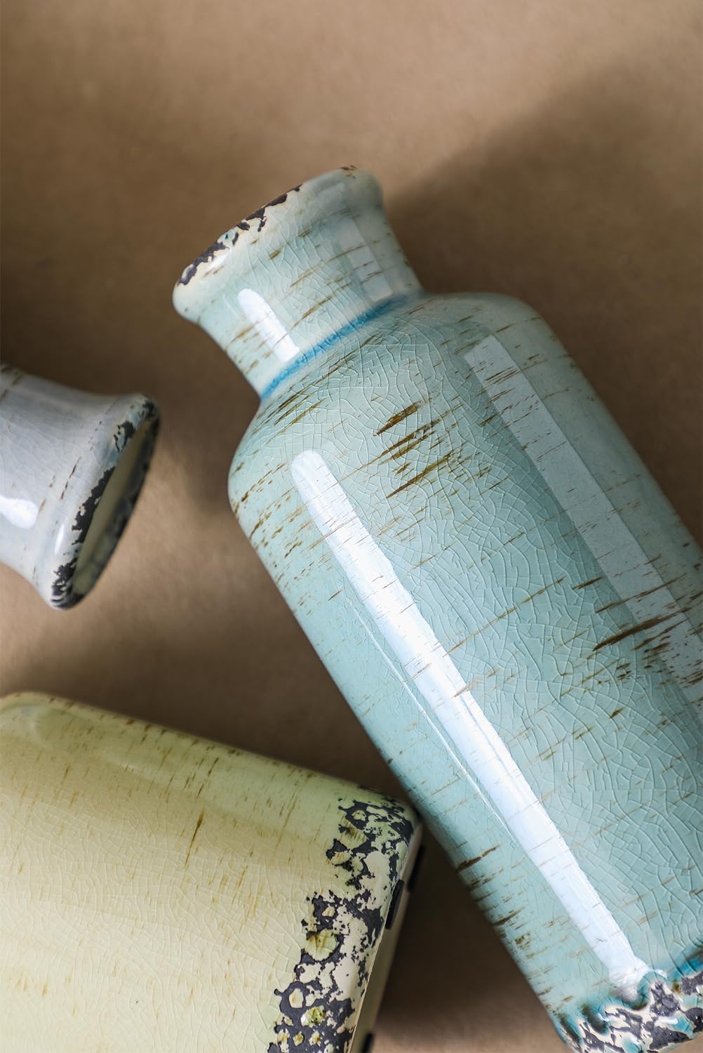 Ceramic Vintage Vase Set of 3,Modern Farmhouse flowder vases for Home Decor,Mantle,Living Room,Centerpieces,Entryway, Bookshelf - Image 7