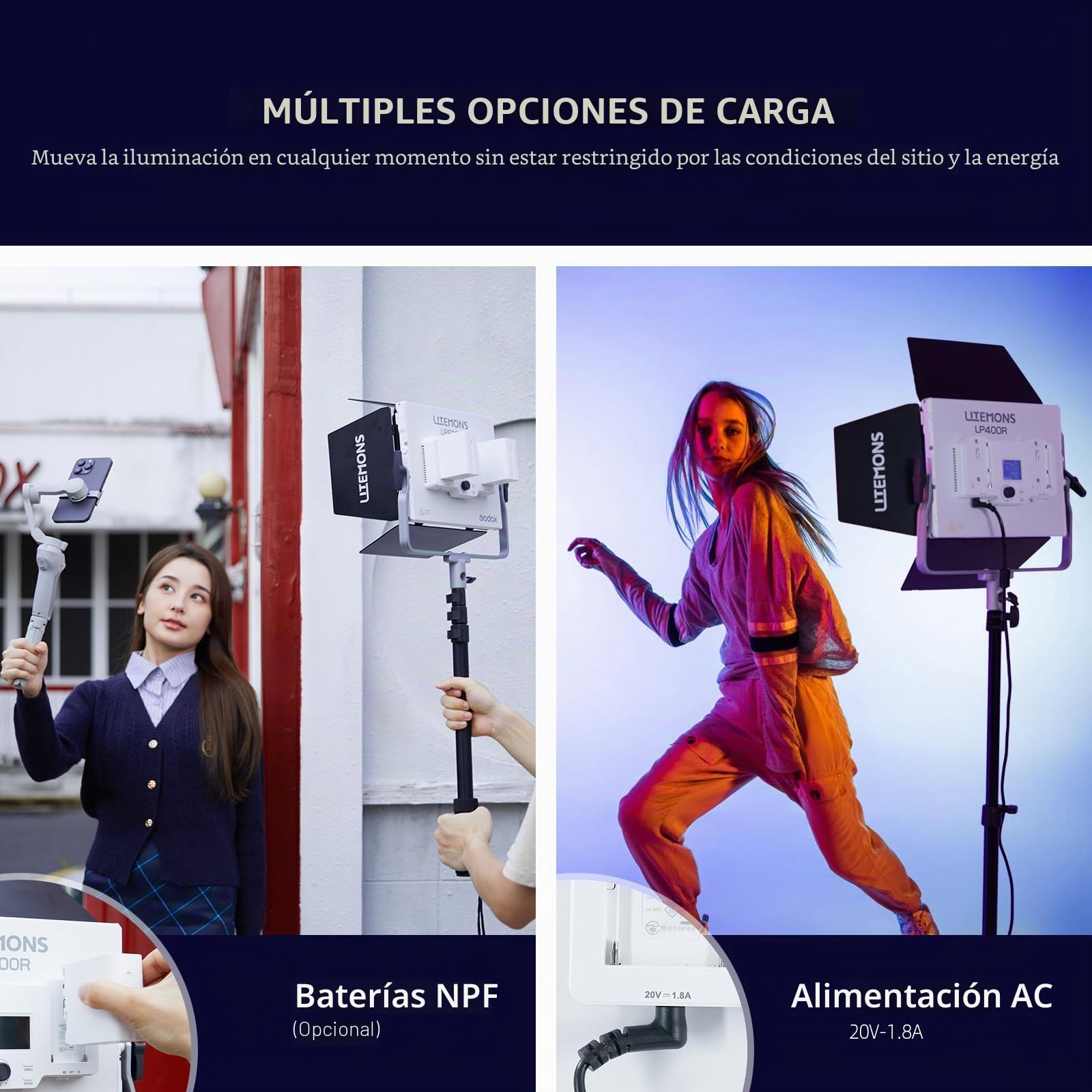 Godox Litemons LP400R RGBW LED Video Light | CCT 1800K-10000K 36W Luz Panel,con Modo HSI y Modo Gel,14 Efectos de Luz,Control APP de Soporte para Fotografía