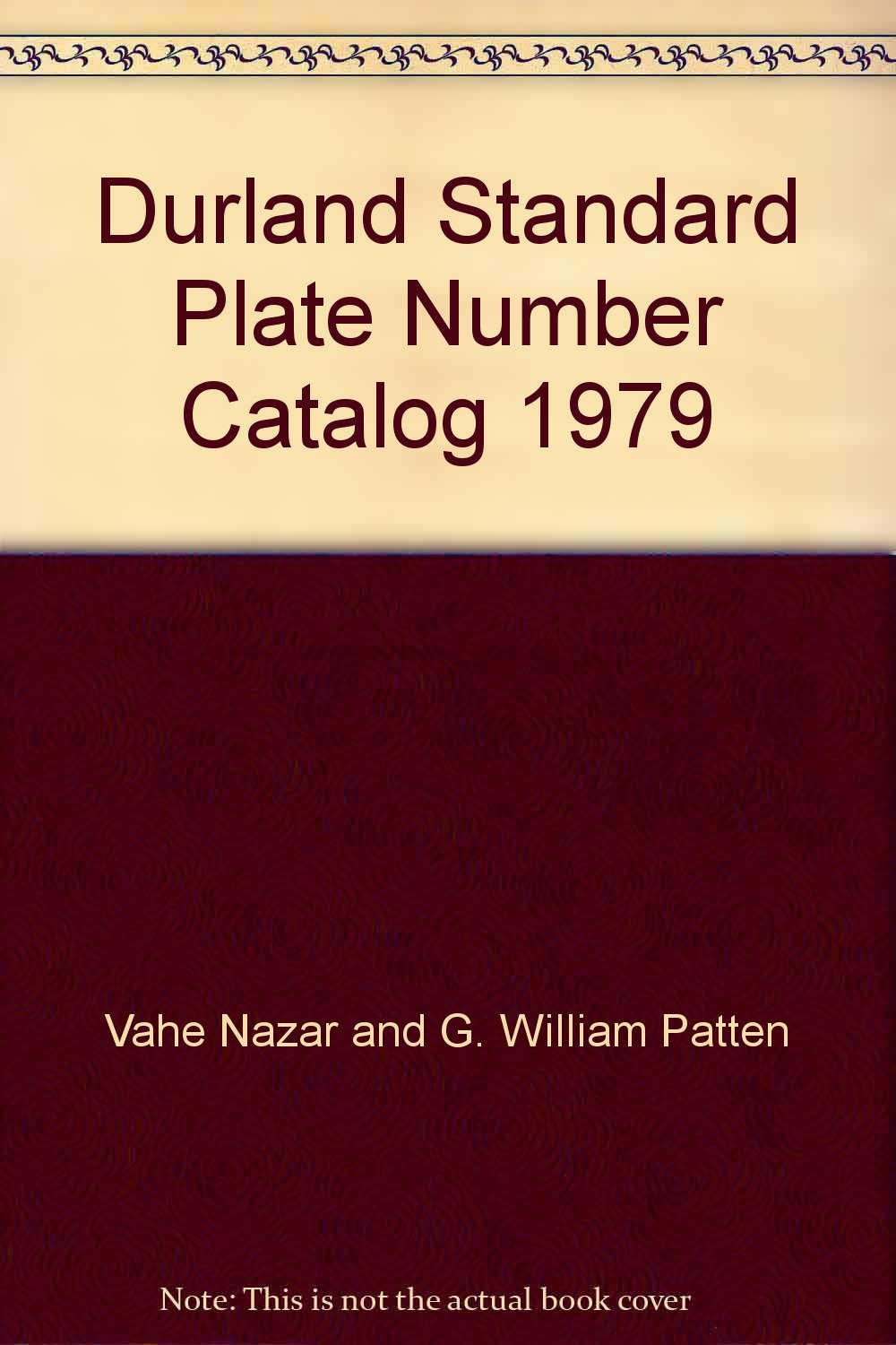 Durland Standard Plate Number Catalog 1979 Vahe Nazar, G. William