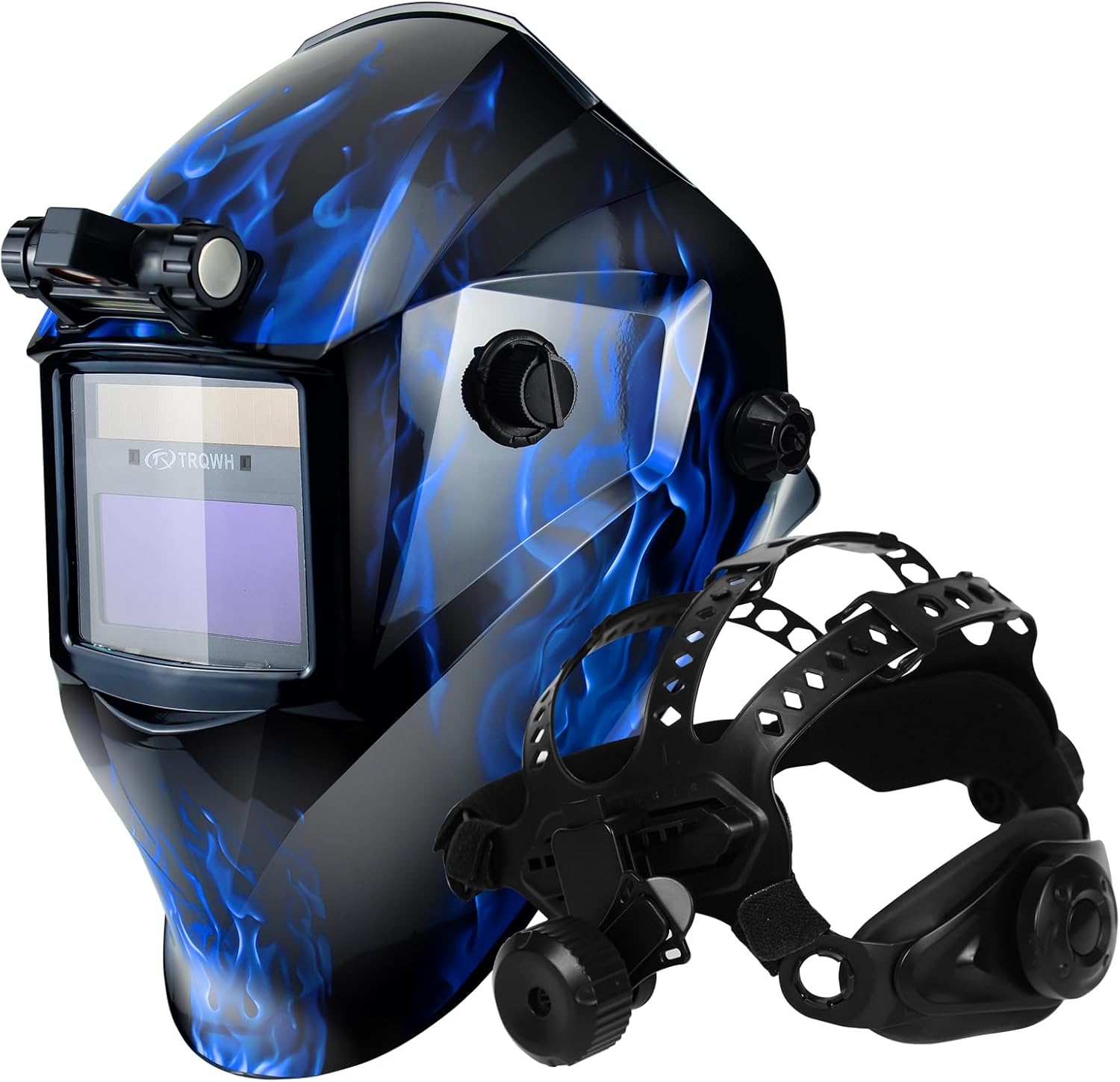 TRQWH Welding Hood Auto Darkening Welding Helmet & Square Hole Welding Hood Headgear
