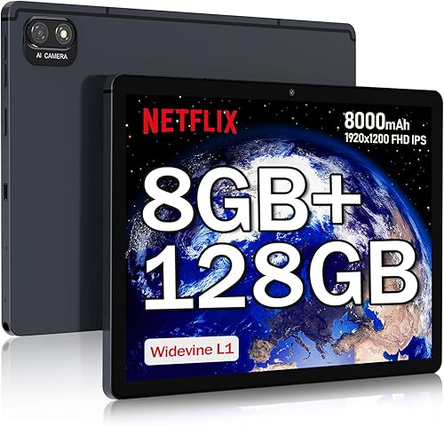 Miniatura 9 de kinstone Tablet para juegos Android 12 de 10.1 pulgadas, 8 GB de RAM+256 GB de ROM, 1920 x 1200 FHD IPS, cámara de 13 MP, 4G LTE+2.4G+WiFi 5G,
