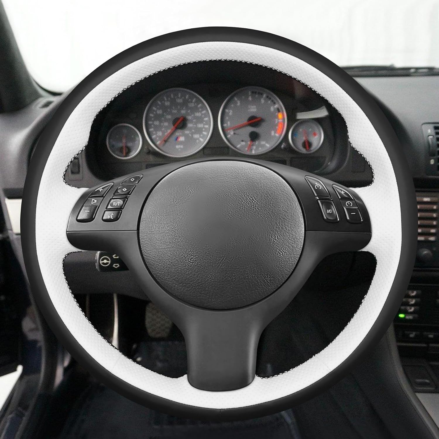 MEWANT Steering Wheel Cover for BMW 3 Series E46 E46/5/5 Series E39 / M3 / M5 Hand-Stitched Steering Wheel Wrap