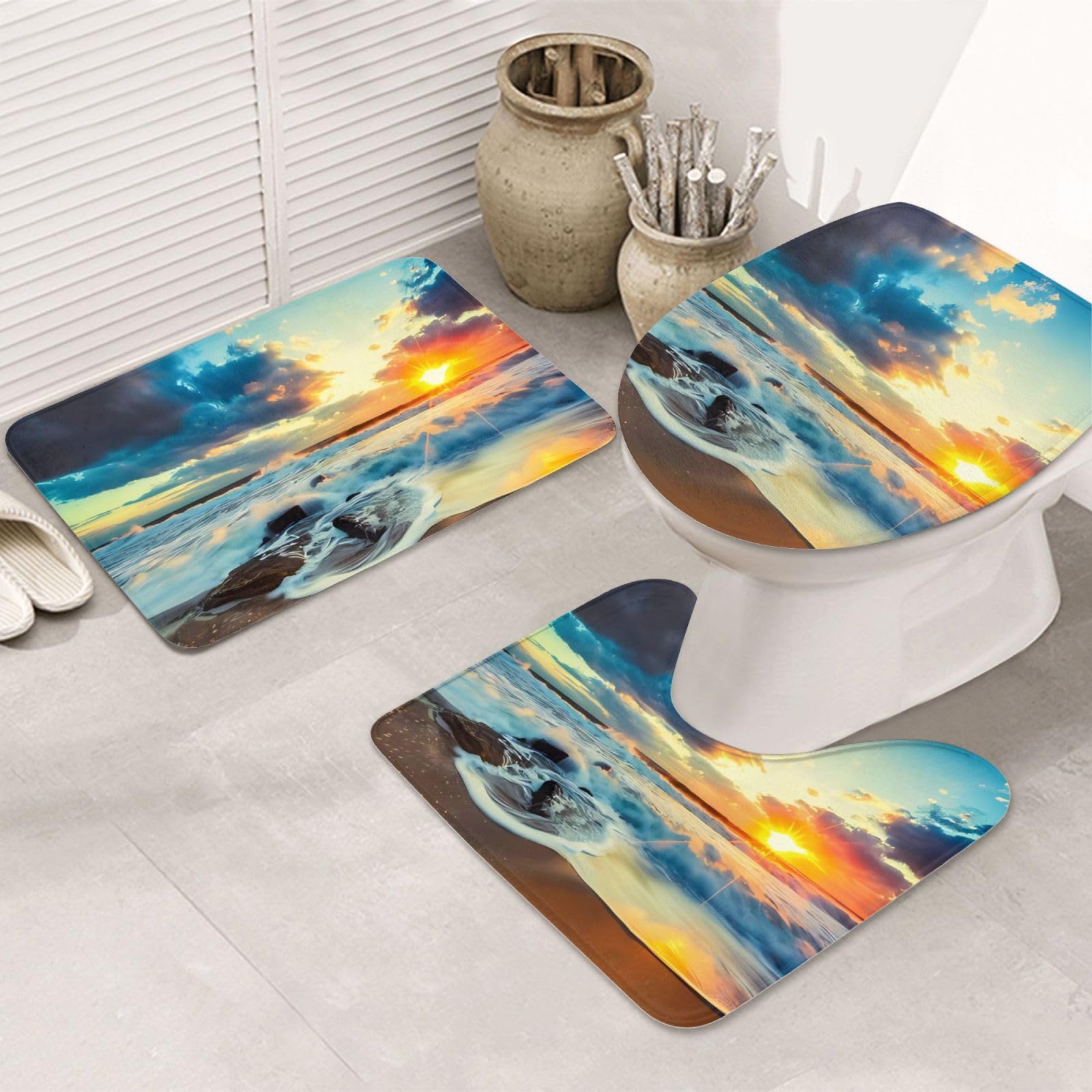Tapis de bain doux absorbants en lot de 3 de la cuisine à la chambre à coucher