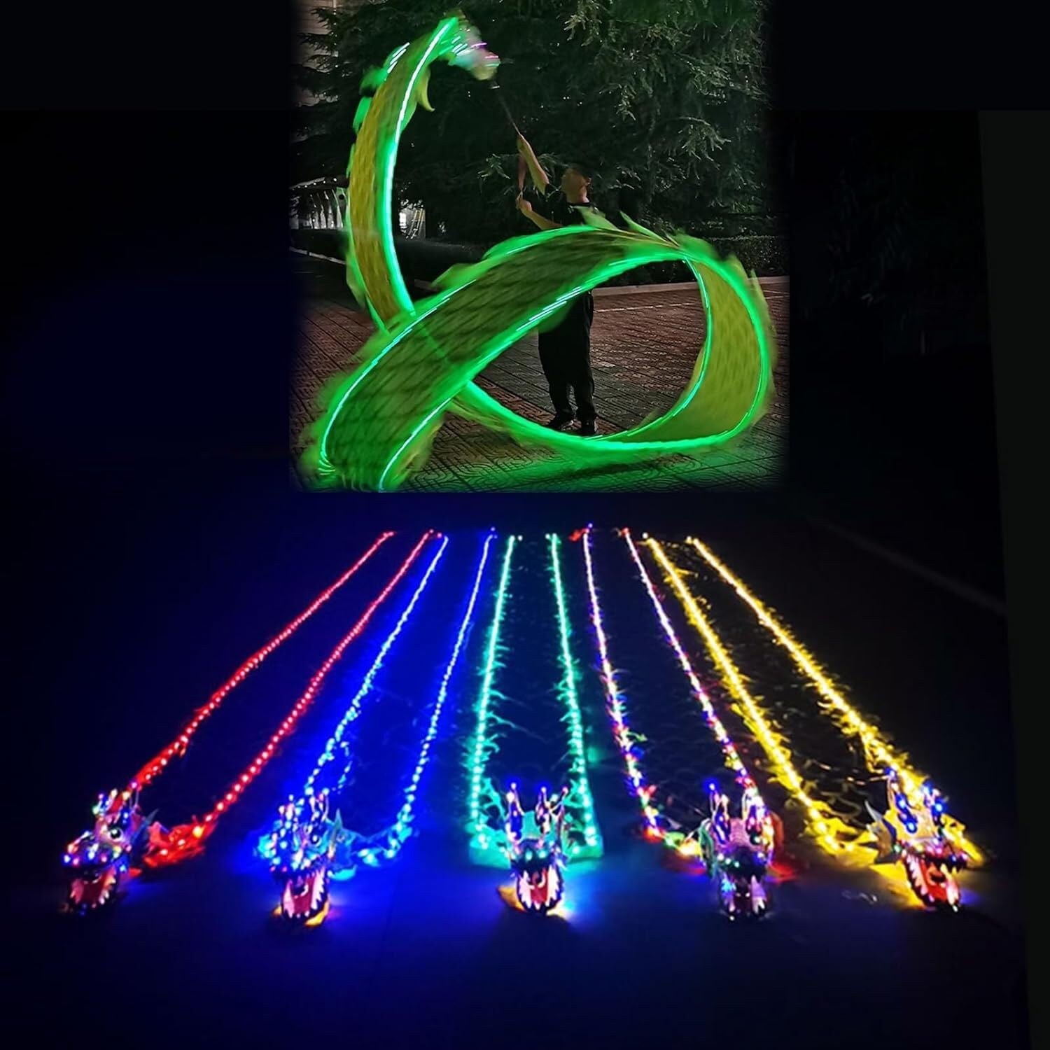TFG - Ttfd Dancing Dragon Flag Outdoor Exercise, Dancing Dragon Flag Light Up Dragline, Sports Fitness Adult Game Parade(8 m (26 ft))