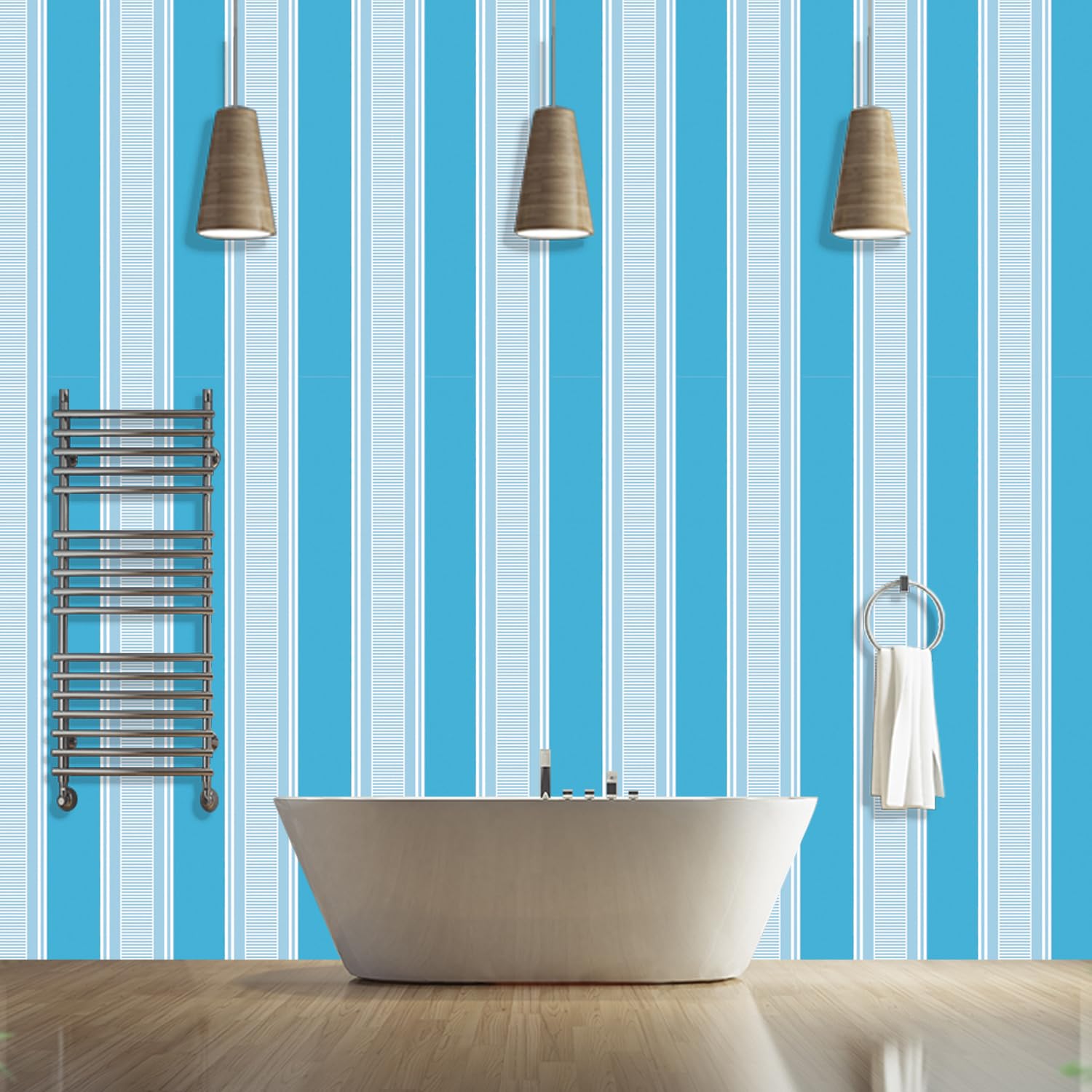 Wollzo Blue and White Stripped Decorative Wallpaper (45 X 1000 cm) (B0D7396VHH) Amazon Price History, Amazon Price Tracker