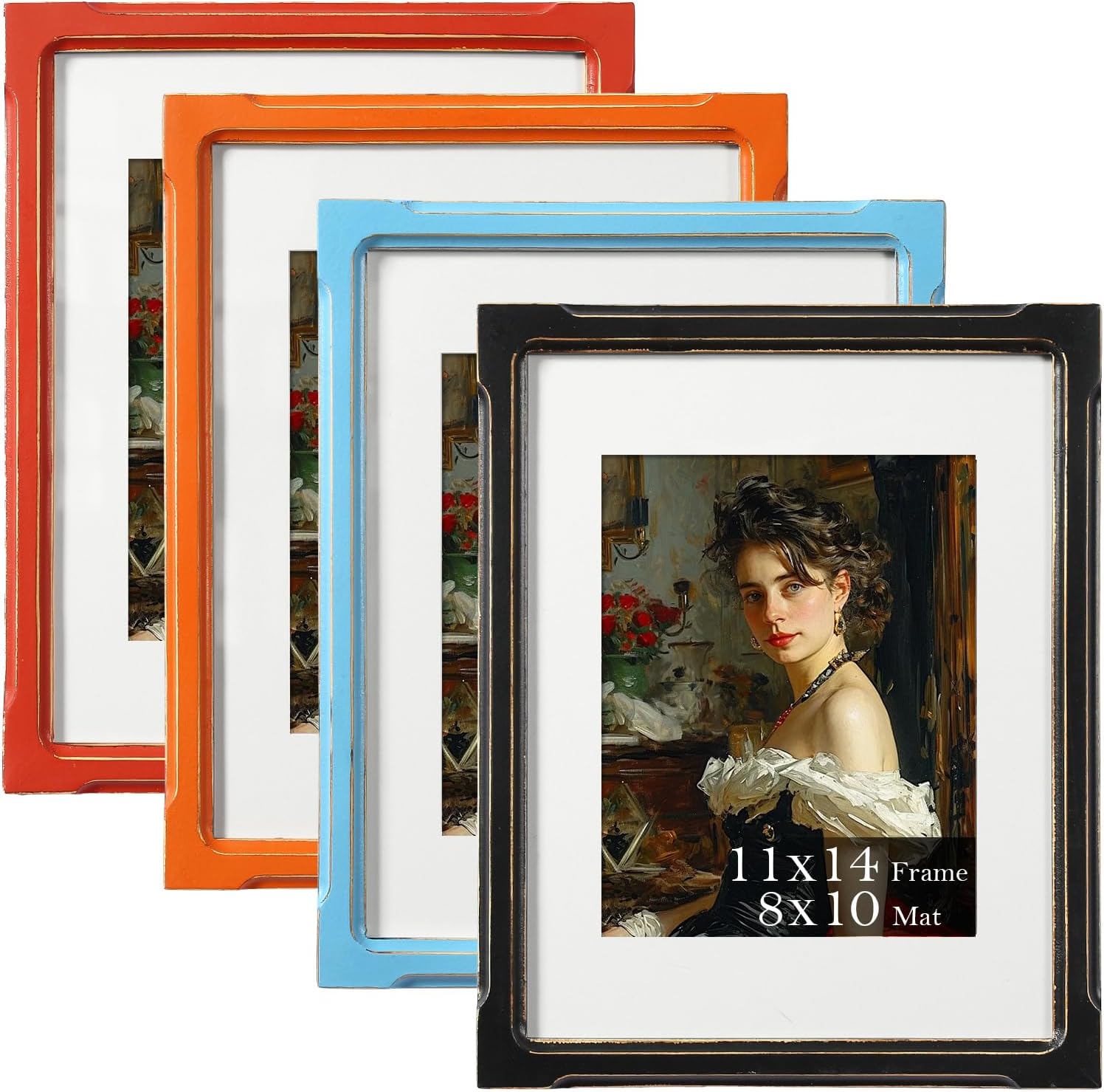 Amazon.com - 11x14 Solid Wood Picture Frame 4 Pack, Vintage Poster ...
